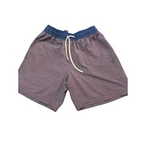 Fair Harbor Men Bayberry Swim Trunks M Red Waves Drawstring Shorts Lined 7" READ